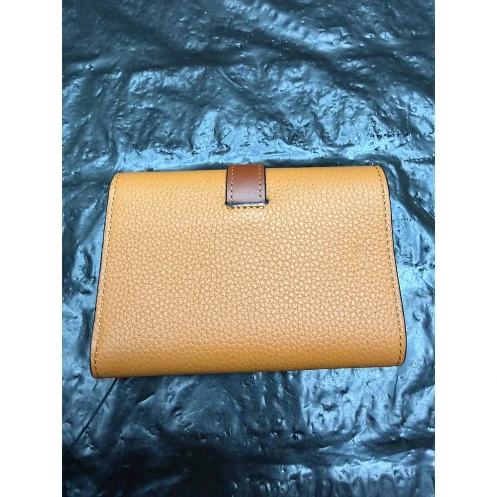 Loewe Soft Grained Calfskin Leather Small Vertical Trifold Wallet Toffee Tan